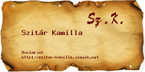 Szitár Kamilla névjegykártya